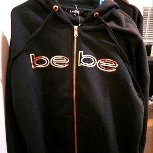bebe 2X NWT Zip up Hoodie Rose Gold and Black